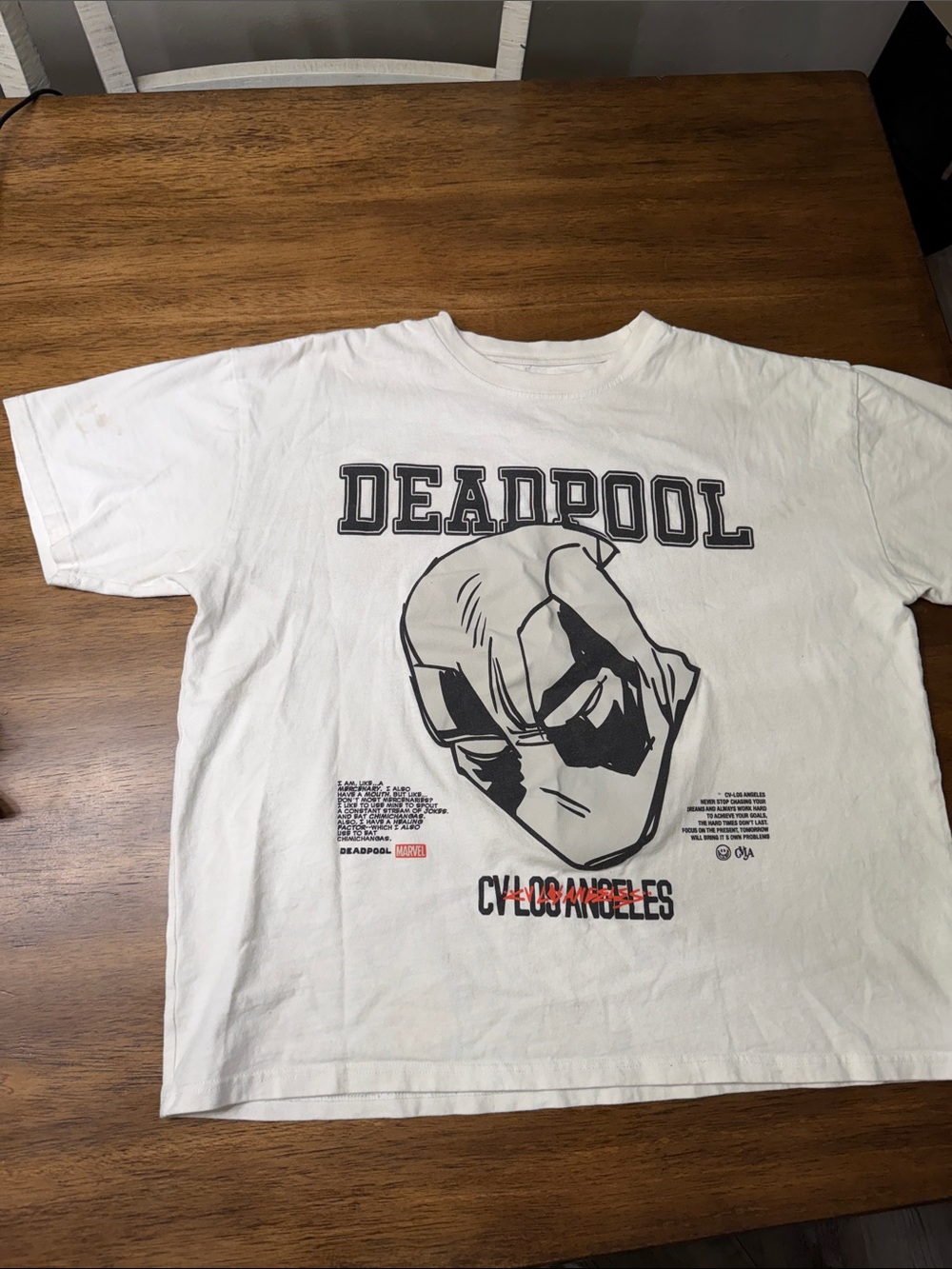 Deadpool Graphic Tee - White with Black & Red Print